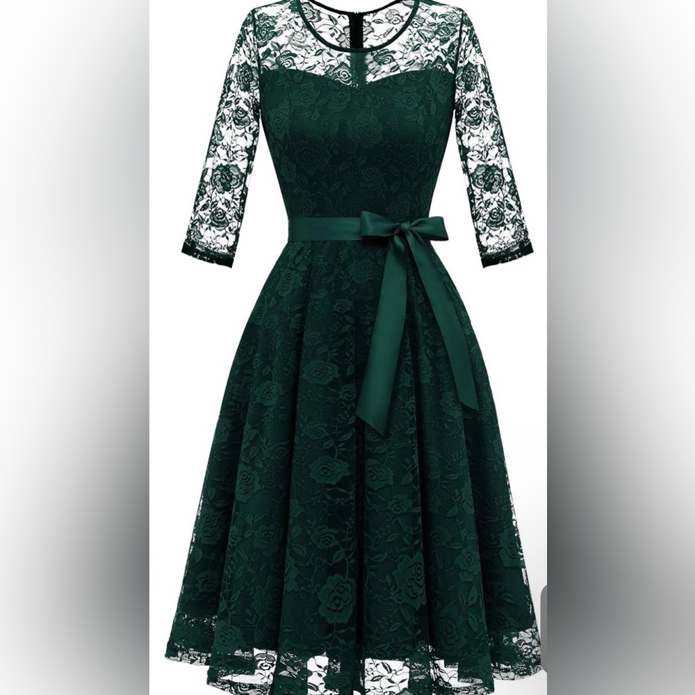 NWT 3xl Hunter Green Lace Dress soft Christmas party plus size elegant cocktail